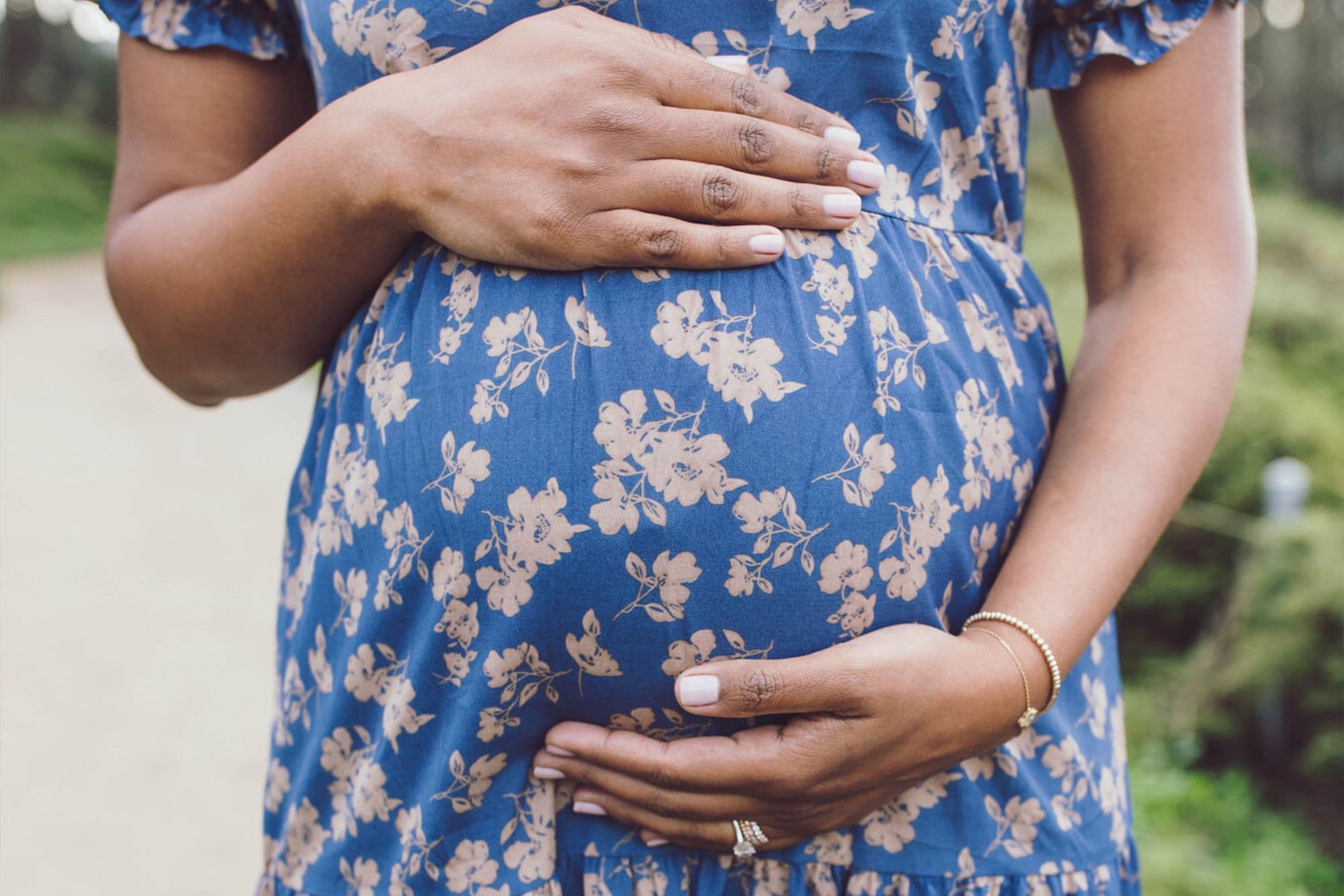 Maternity portrait at iconic Lands End location in San Francisco